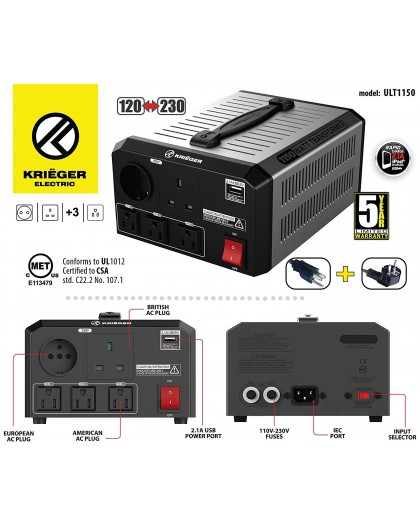 Location transformateur de tension réversible 220V-110V - 1150W